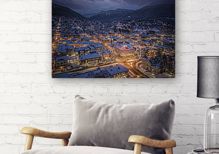 Downtown Winter Night Reproduction