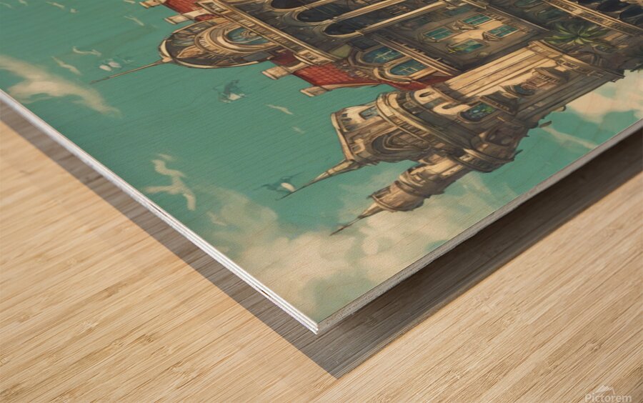 Palace in front of the sea beautiful view Wood print