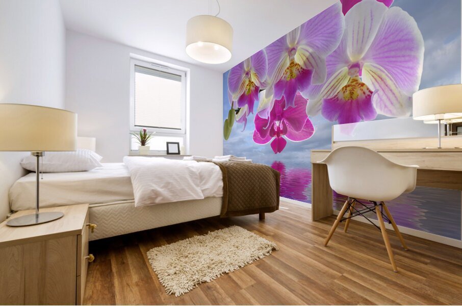 Colorful Purple Pink Orchid Spa Mural print