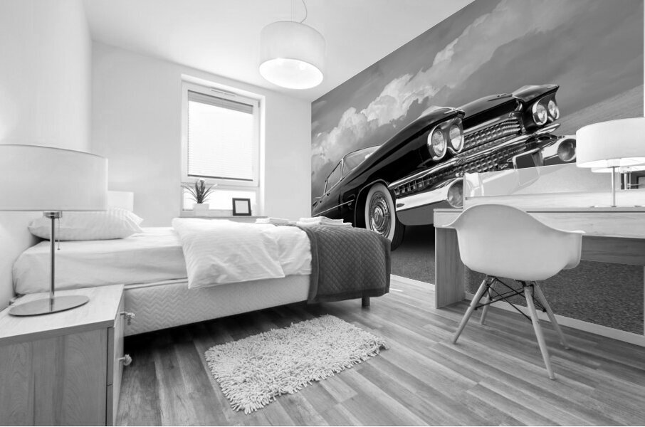 1959 Cadillac Sedan de Ville in Black and White Mural print
