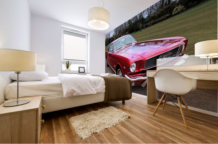 Stunning 1966 Metallic Red Mustang Mural print
