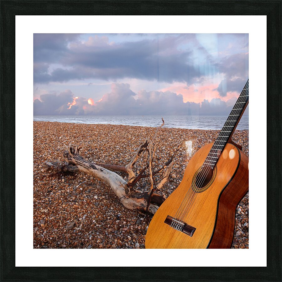 Guitar Serenade on the Beach Square Picture Frame print