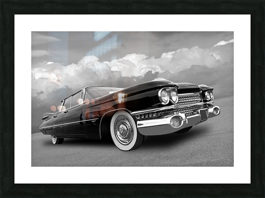 1959 Cadillac Sedan de Ville in Black and White Picture Frame print