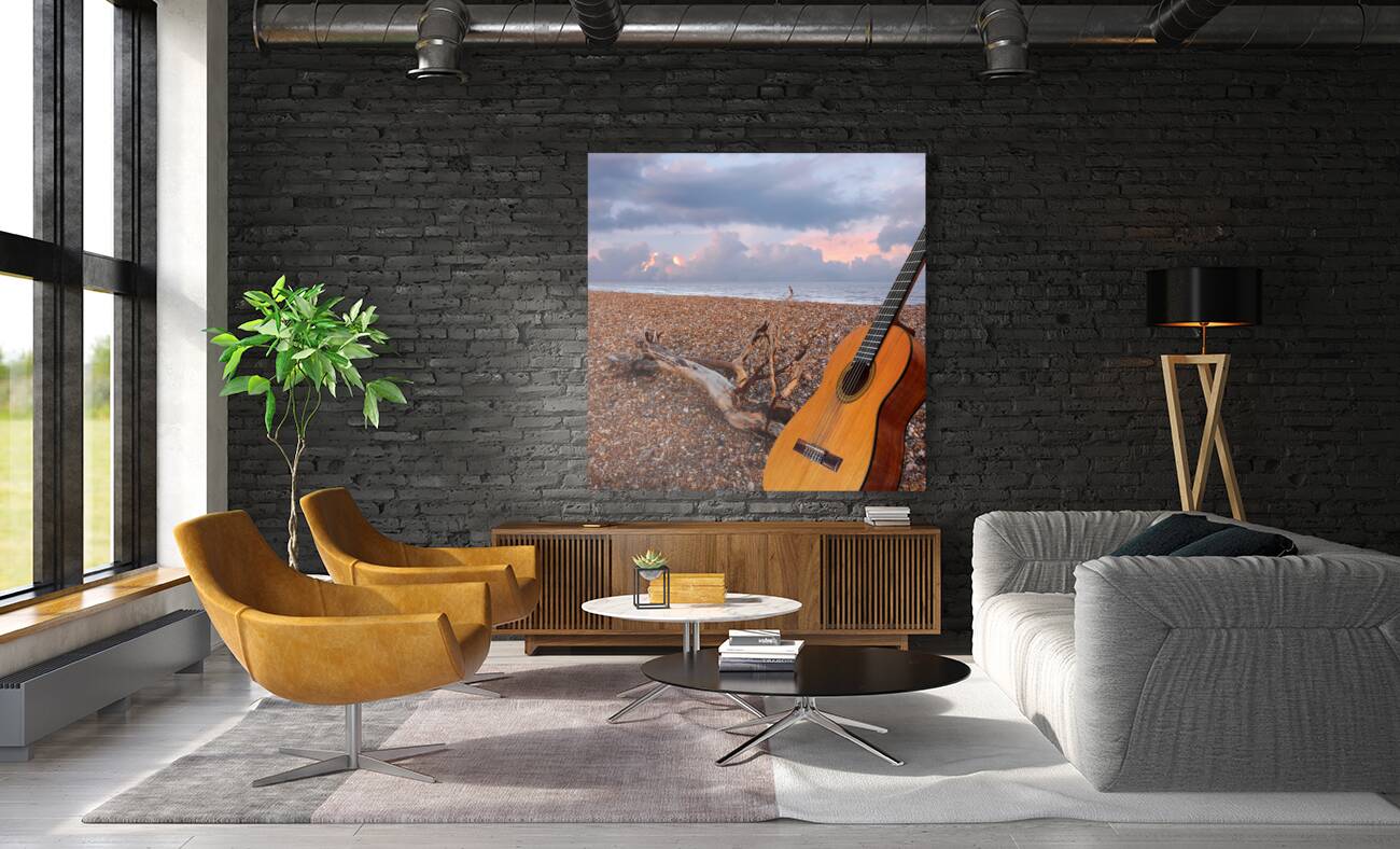 Guitar Serenade on the Beach Square Reproduction