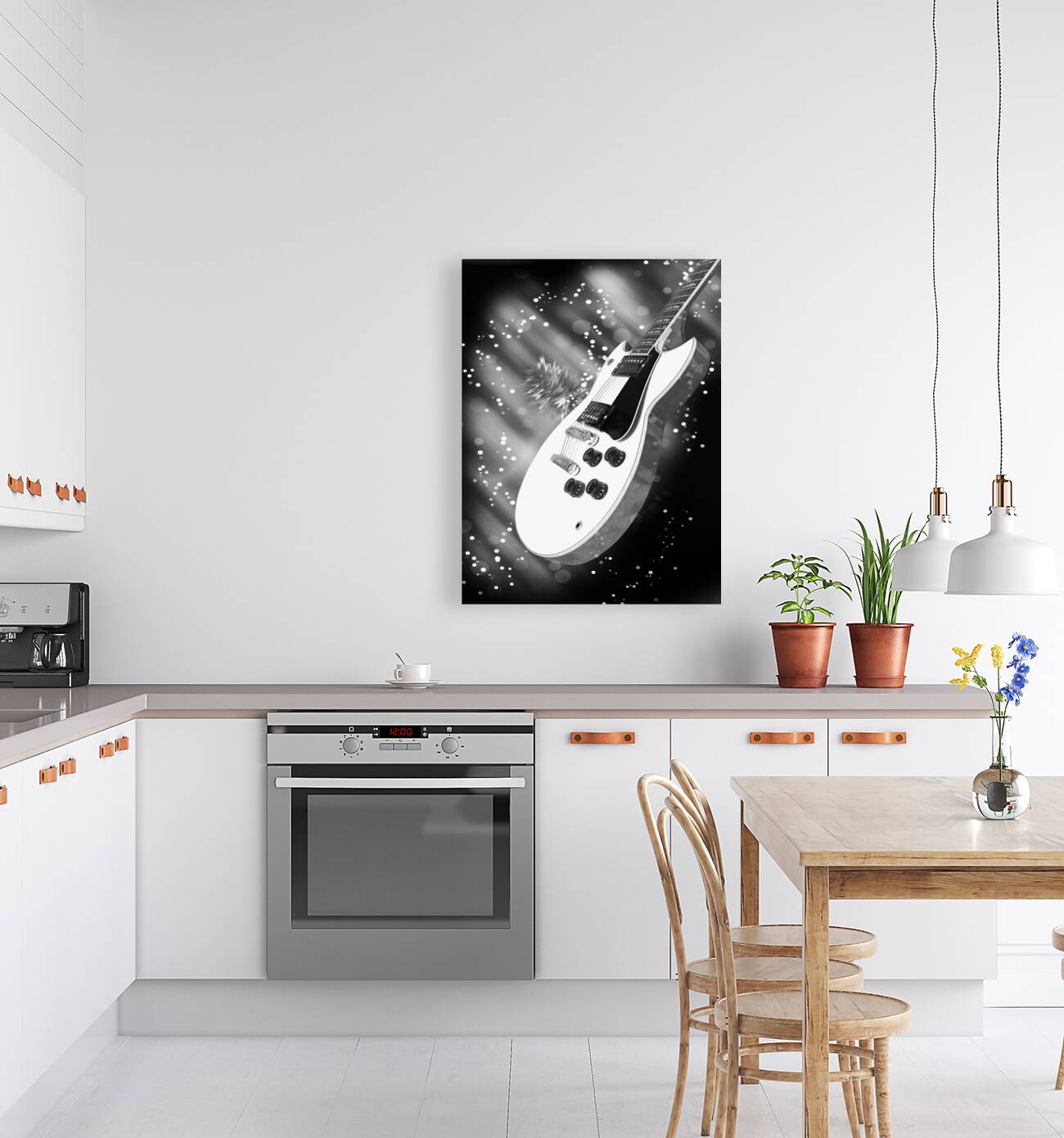 Cosmic Sounds Black and White Electric Guitar Reproduction