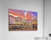 sunset zion fence Acrylic Print