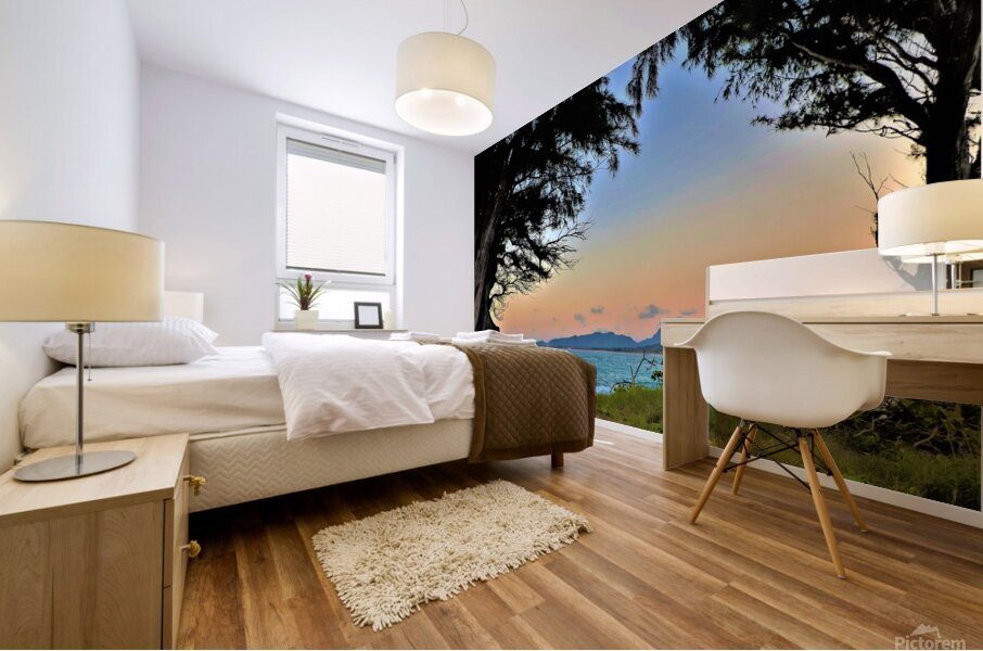sunset trees hawaii Mural print
