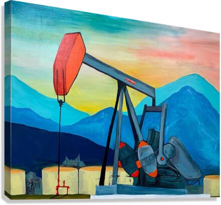 Pumping Unit in the Mountains Canvas Print