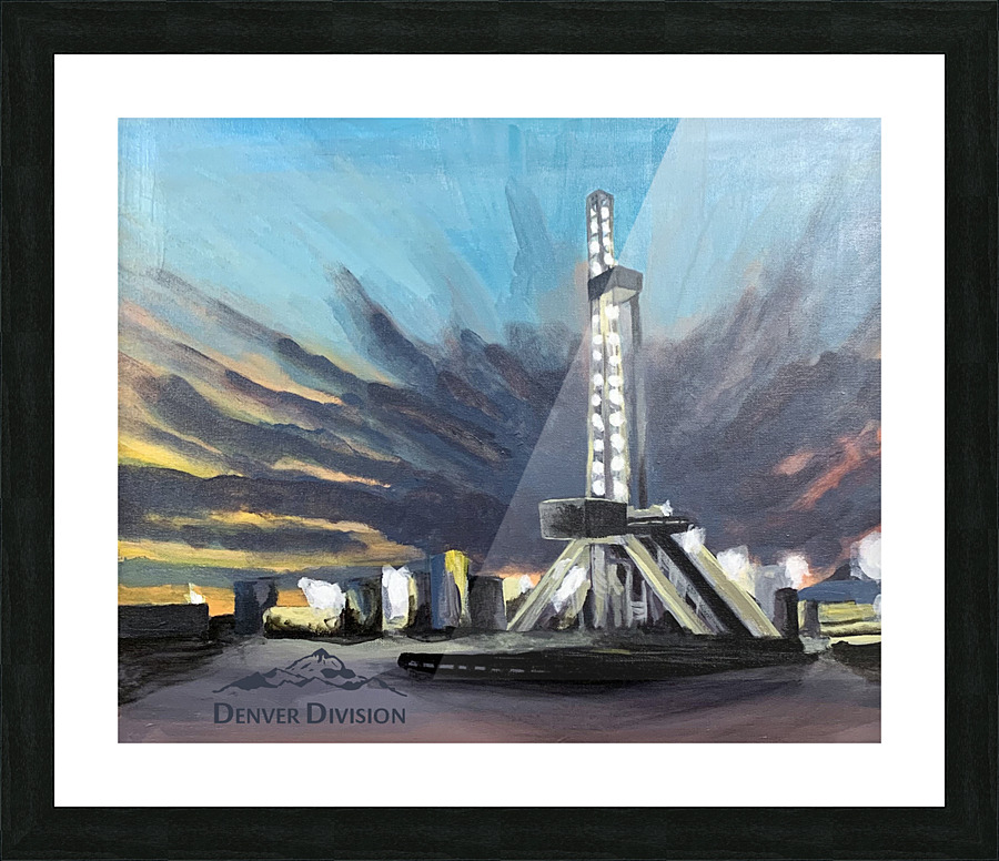 Drilling Rig Sunset With EOG Logo Picture Frame print