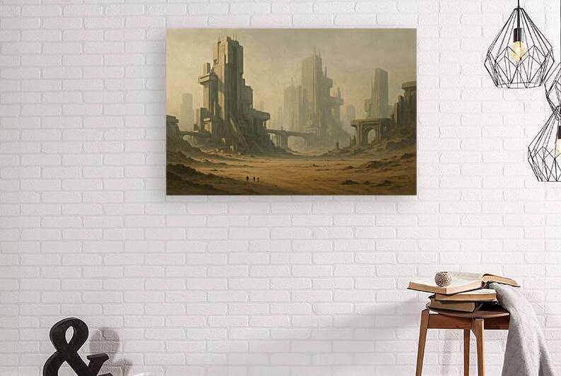 Sci-Fi Desert Monoliths Wall Art - Epic Brutalist Architecture & Dystopian Wasteland Decor by Yayadesign
