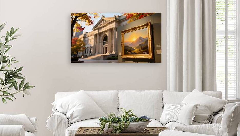 Autumn Art Exhibit Featuring “Eternal Light” Landscape Painting Outside Grand Museum by Yayadesign