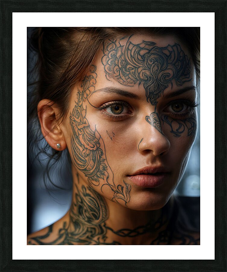 Face and Tattoos  Picture Frame print