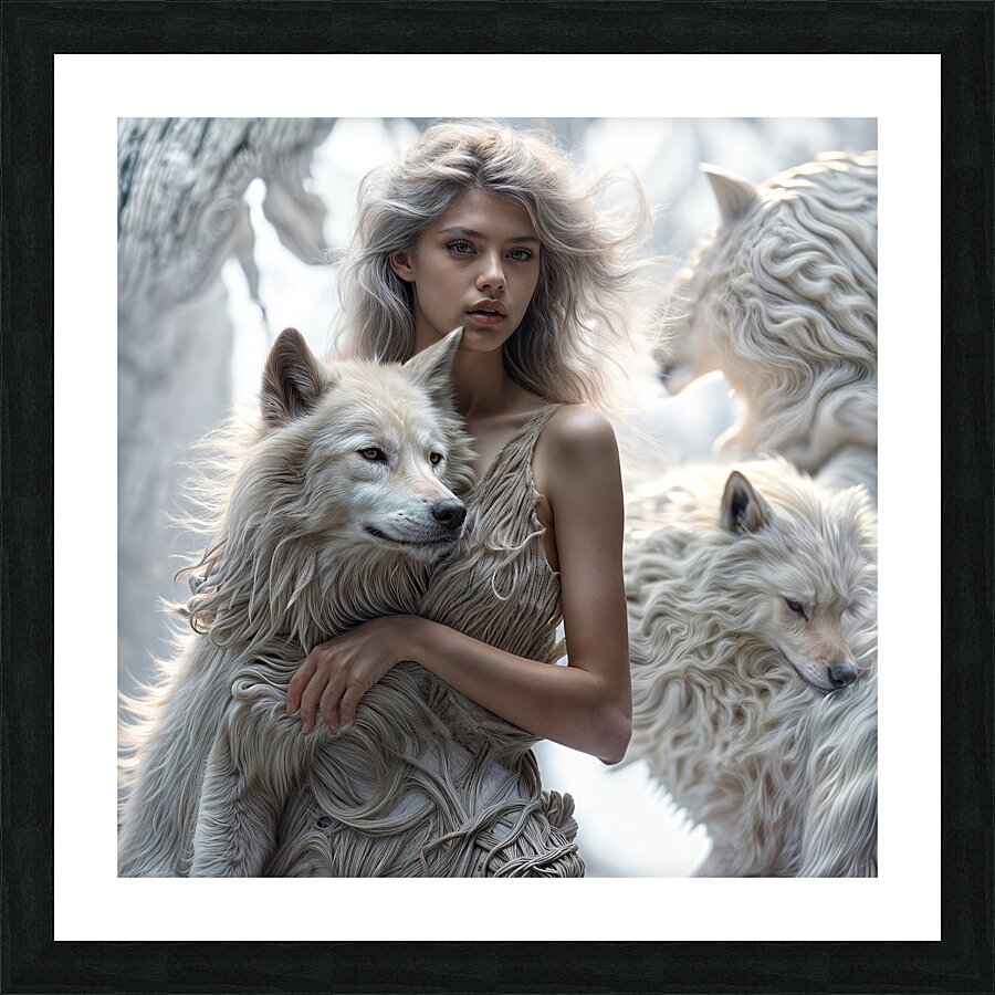 Woman and Wolves  Picture Frame print