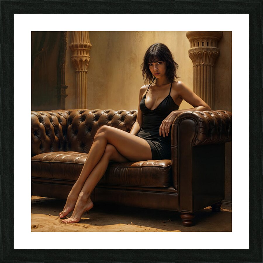 Brown Leather Couch  Picture Frame print