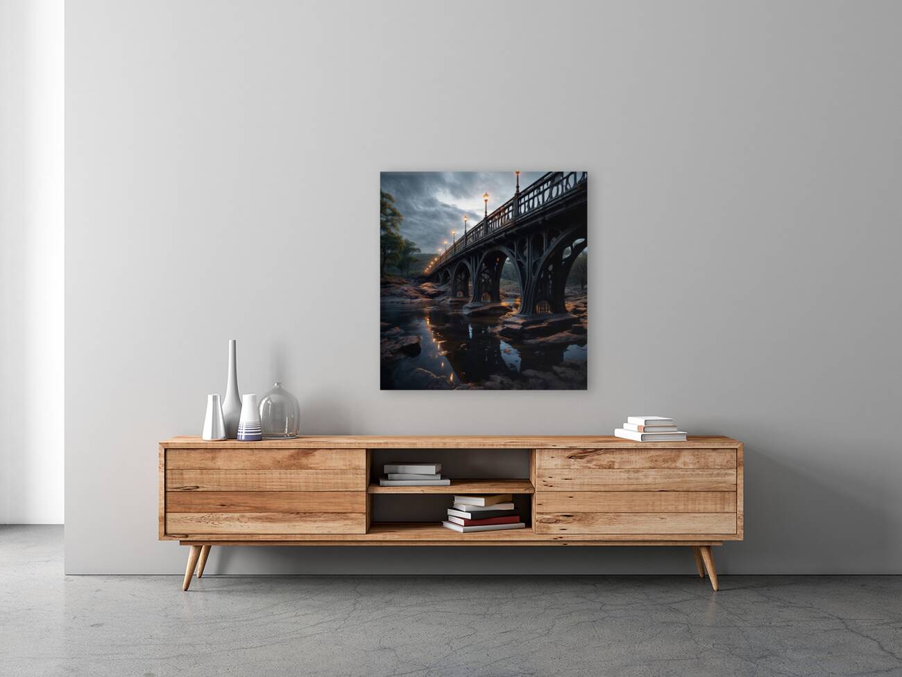 Illuminated Stone Bridge  Reproduction