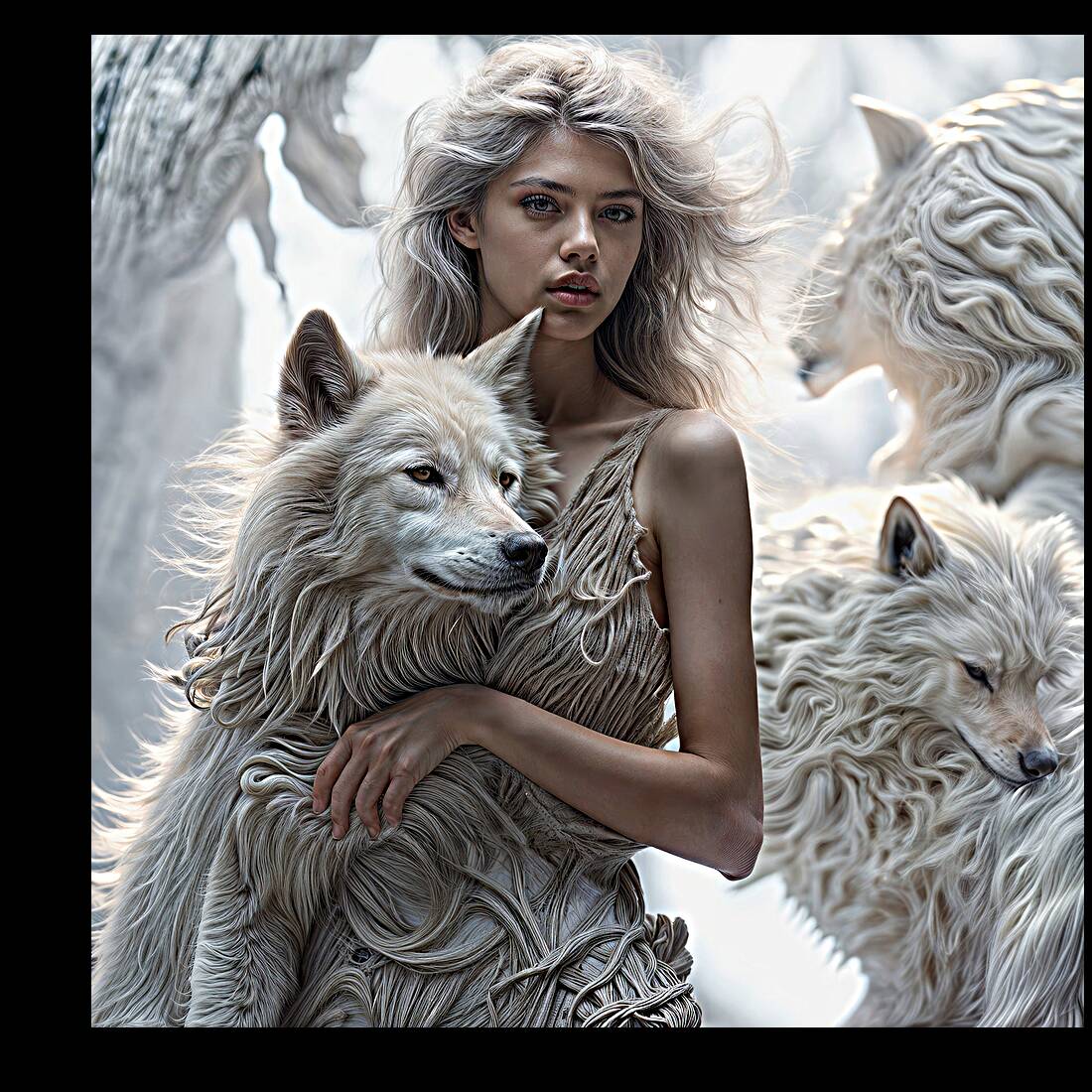 Woman and Wolves  Reproduction