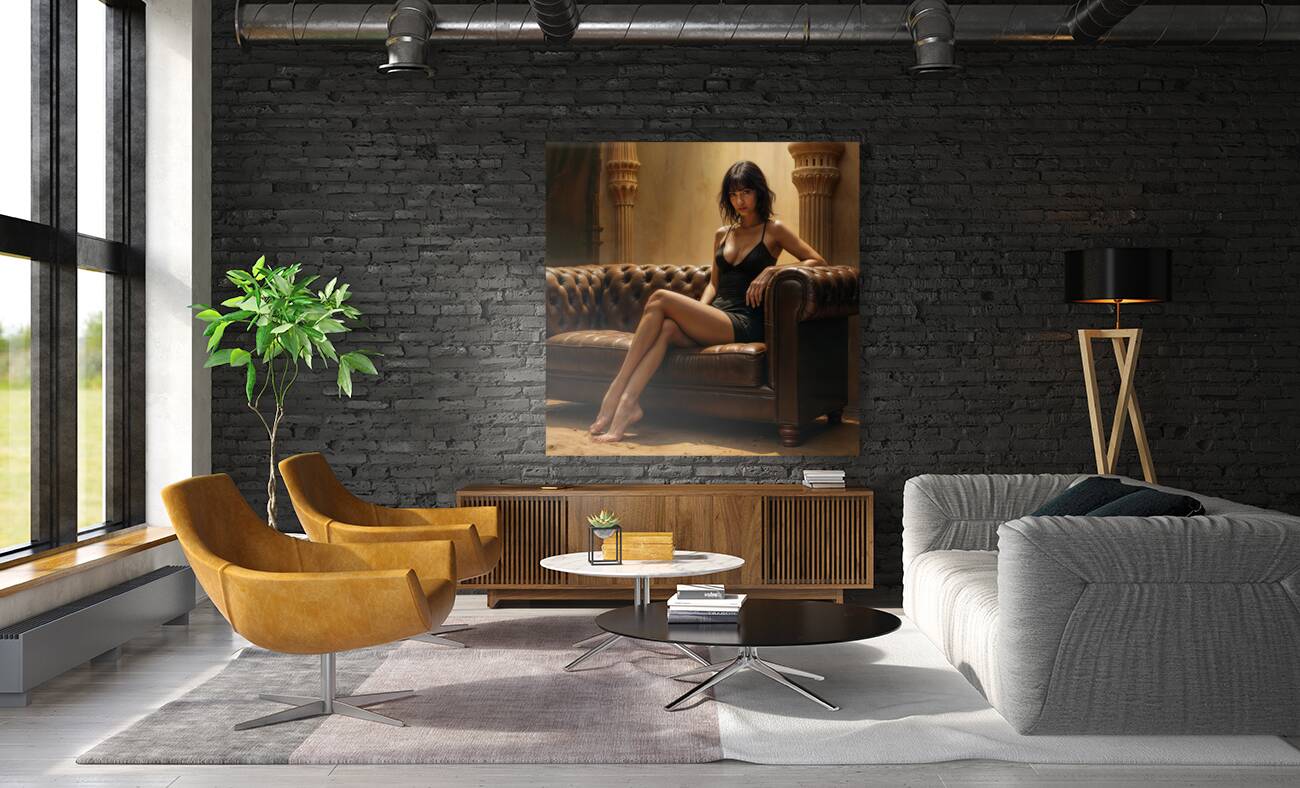 Brown Leather Couch  Reproduction