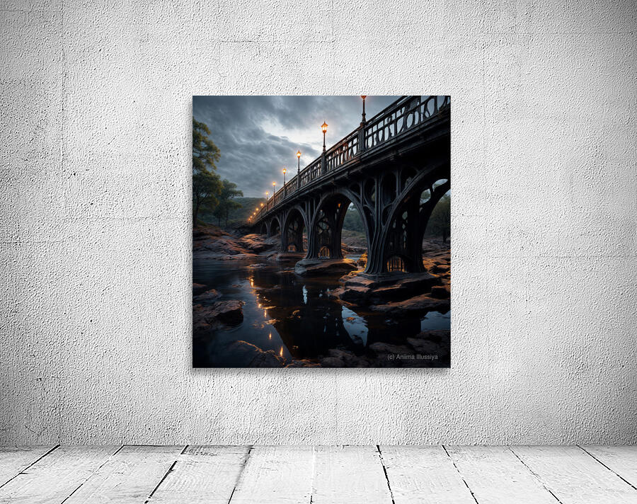 Illuminated Stone Bridge  Wall Preview