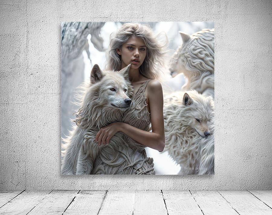 Woman and Wolves  Wall Preview