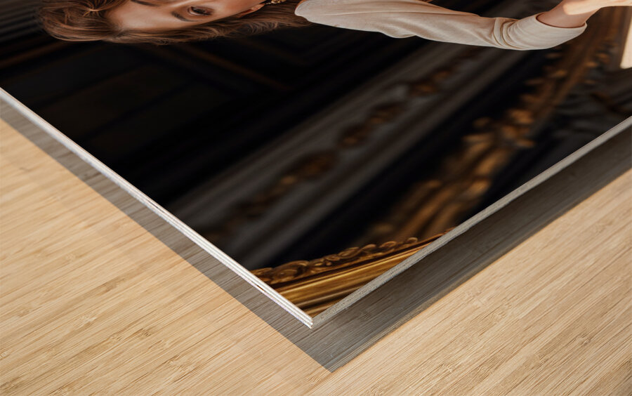 Peach Colored Gown  Wood print