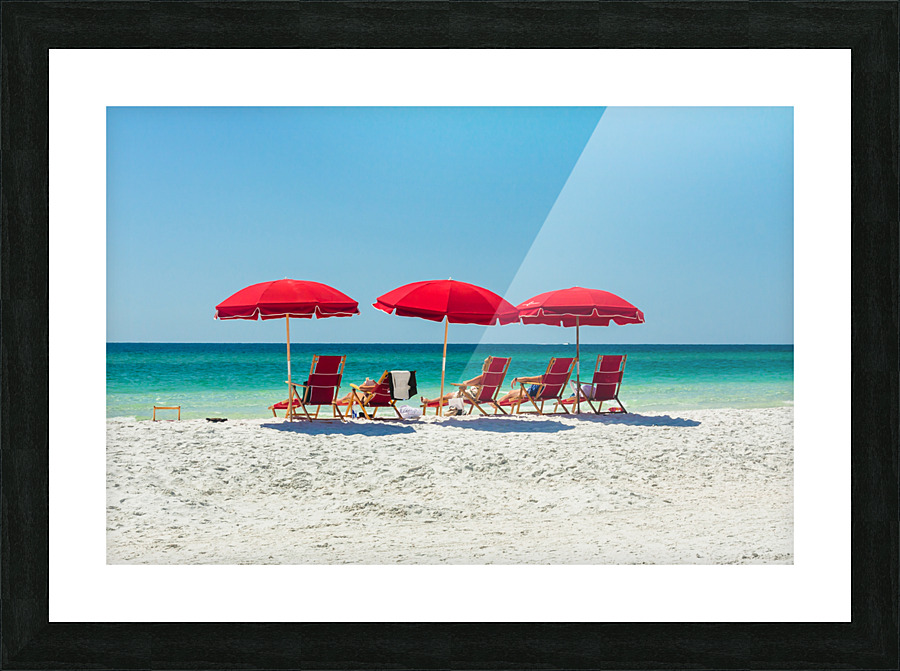 Red Beach Umbrellas Picture Frame print