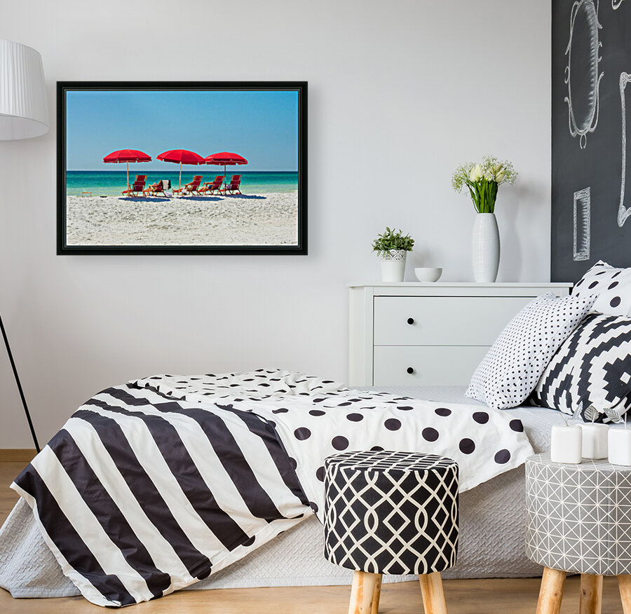 Red Beach Umbrellas Reproduction