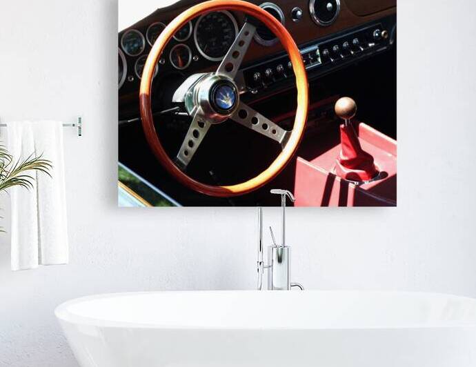 Classic Maserati Steering Wheel and dash by bj clayden photography
