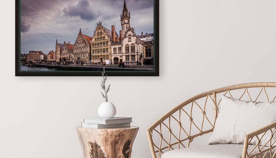 Canalside Buildings in Bruges by bj clayden photography