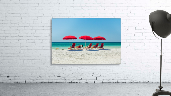 Red Beach Umbrellas Wall Preview