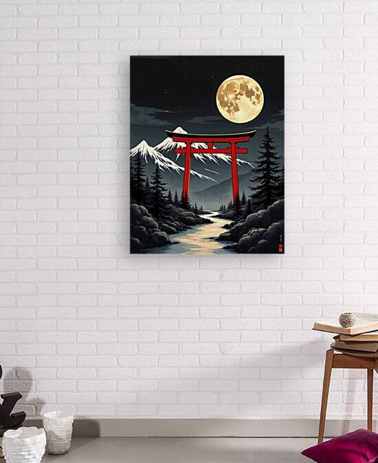 Moonlit Torii A Journey into the Sacred by BayArt
