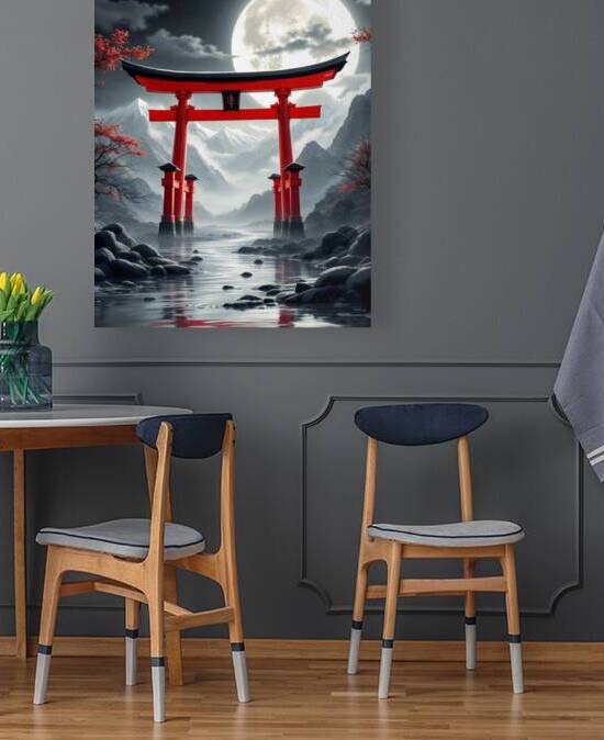 The Mystic Gate A Moonlit Torii Scene by BayArt