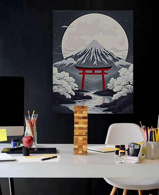 Moonlit Passage A Journey Through the Torii Gate. by BayArt