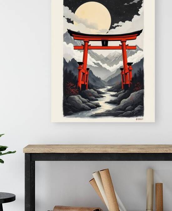 Gateway to Tranquility A Night at the Torii Gate. by BayArt