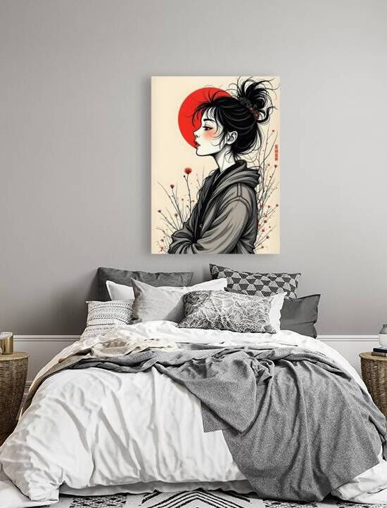 Japanese Woman with Red Sun by BayArt