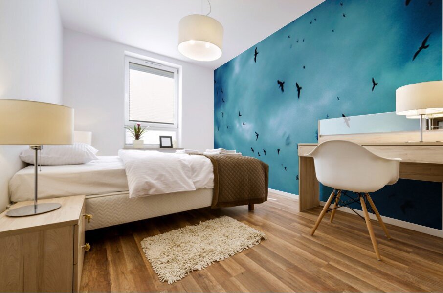 BIRDS BLUE Mural print