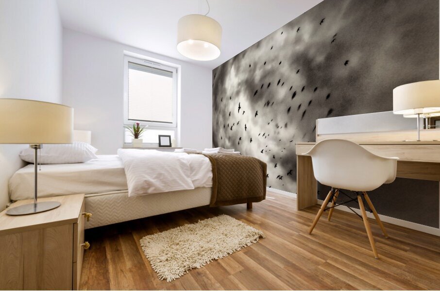 BIRDS GREY Mural print