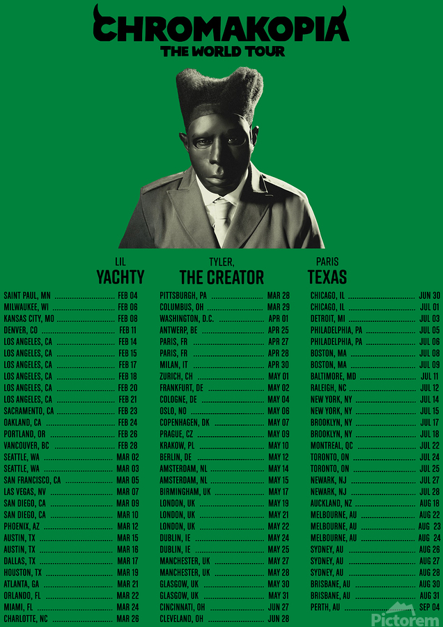 Tyler The Creator Chromakopia World Tour 2025 date by VIONA