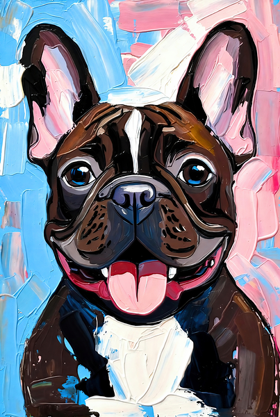 Smiling Brindle French Bulldog Pop Art Portrait Digital Download