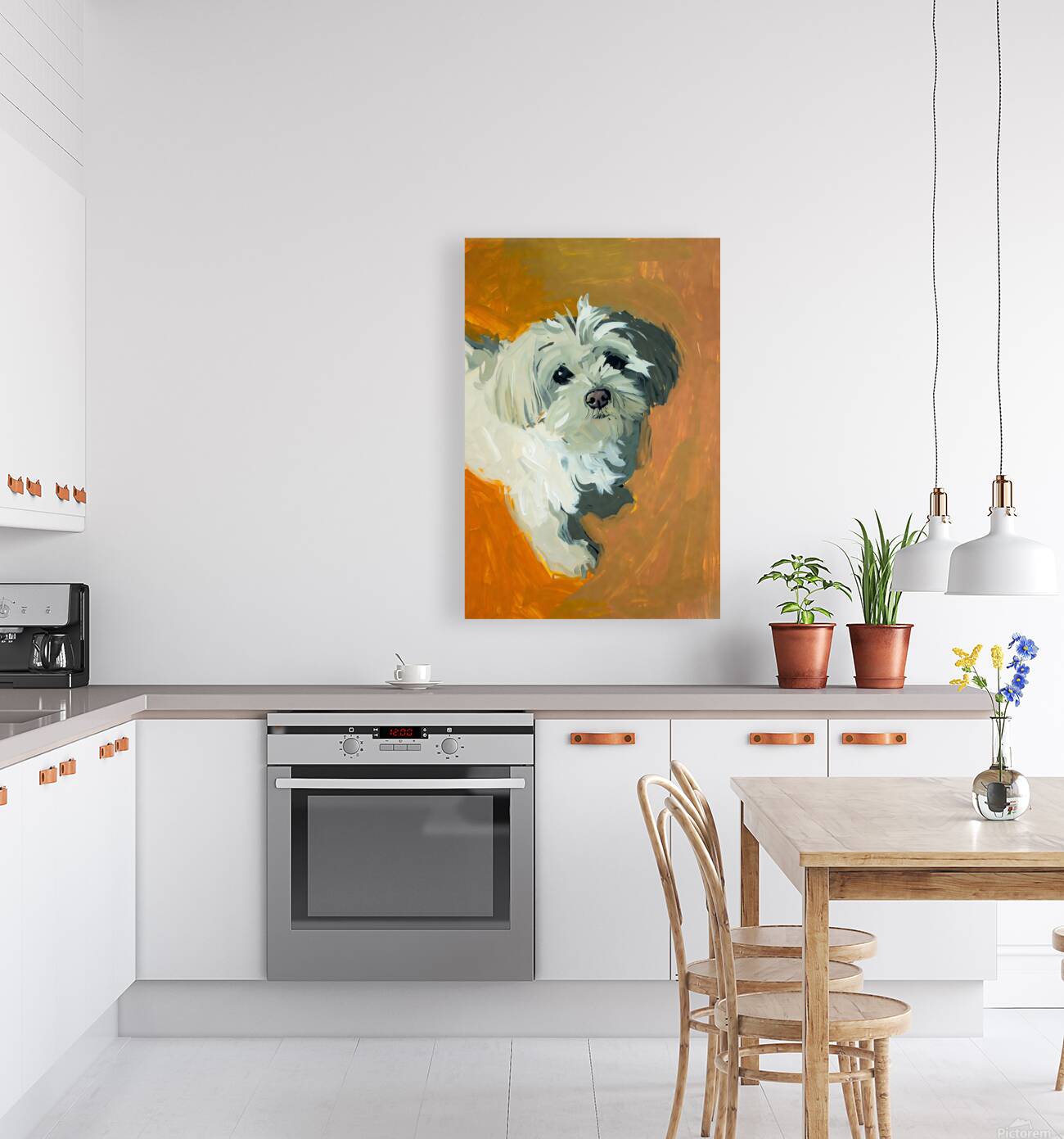 Expressive White Maltese Shih Tzu Dog Portrait Reproduction