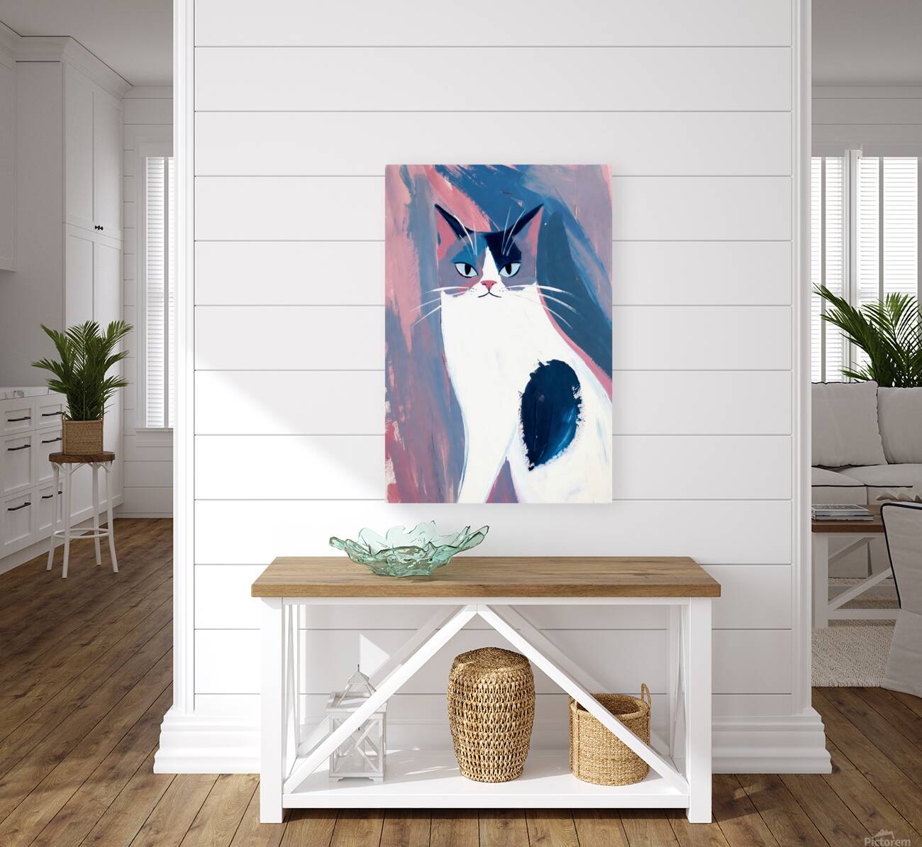 Sleek Blue and Pink Ragdoll Cat Portrait Art Reproduction