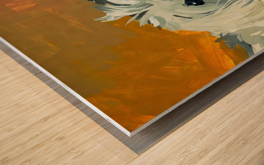 Expressive White Maltese Shih Tzu Dog Portrait Wood print