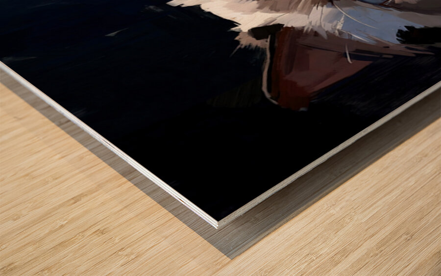 Blue-Eyed Ragdoll Cat Portrait Digital Painting Wood print