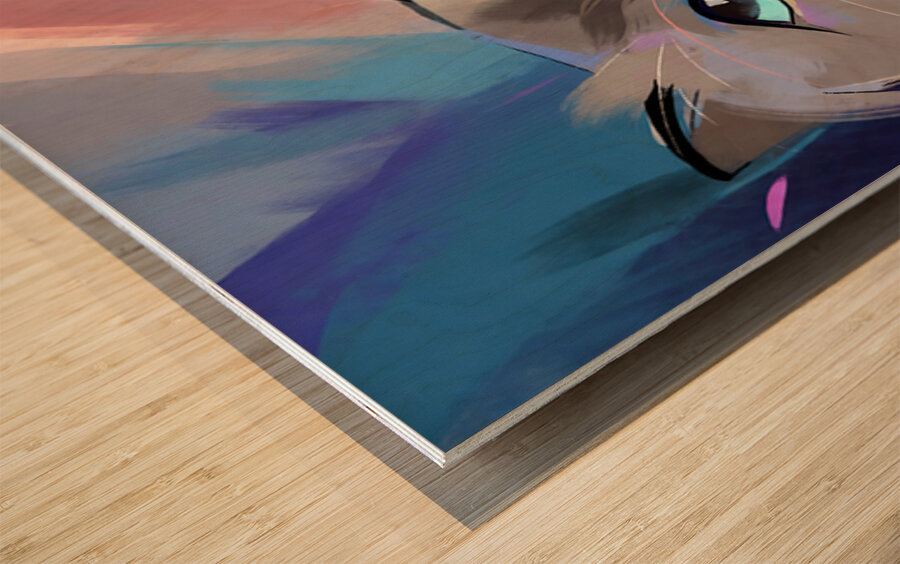 Sweet Ragdoll Cat Portrait - Bright Blue Eyes and Pastel Abstract Art Wood print