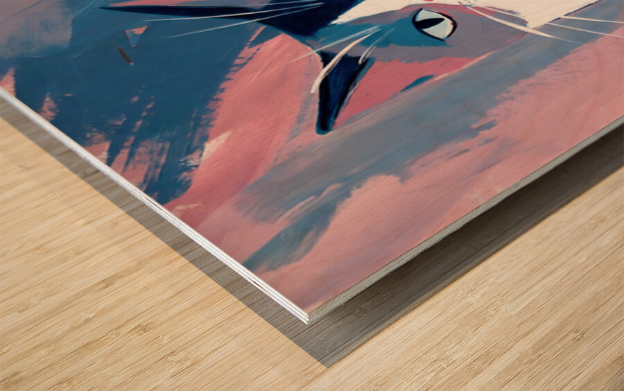 Sleek Blue and Pink Ragdoll Cat Portrait Art Wood print