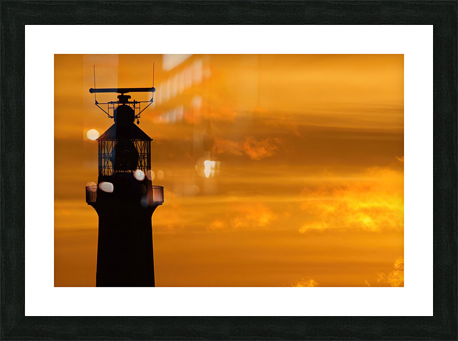lighthouse at sundown Picture Frame print