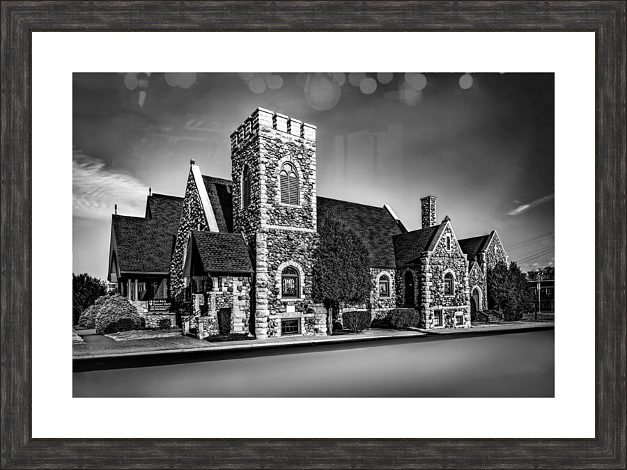 St. Johns Episcopal Church Grayscale Picture Frame print