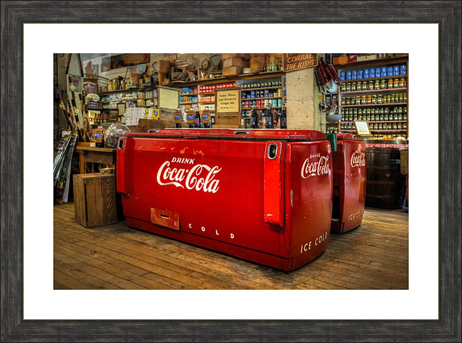 Antique Soft Drink Cooler Picture Frame print
