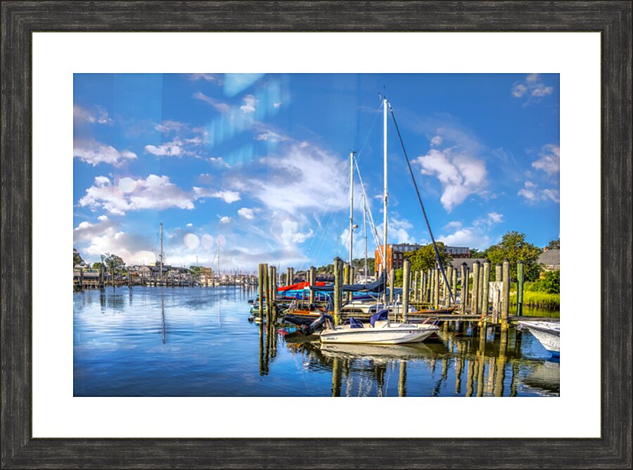 Blue Skies over Mystic River Picture Frame print