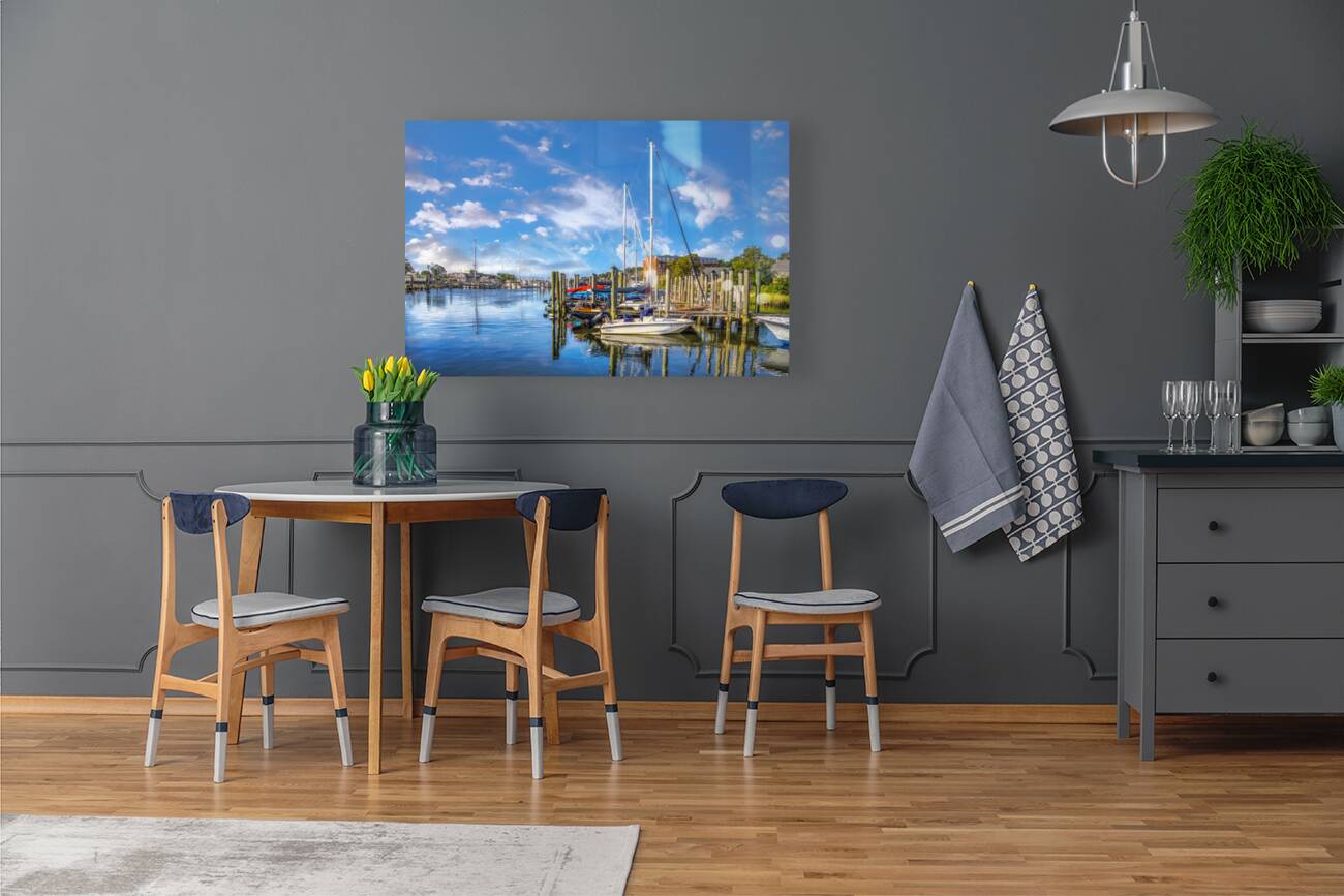 Blue Skies over Mystic River Reproduction