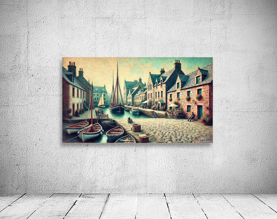 Vintage European Village Harbor Wall Preview